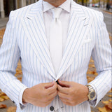 White with Ribbed Necktie