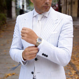 White with Ribbed Necktie