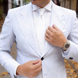 White with Ribbed Necktie