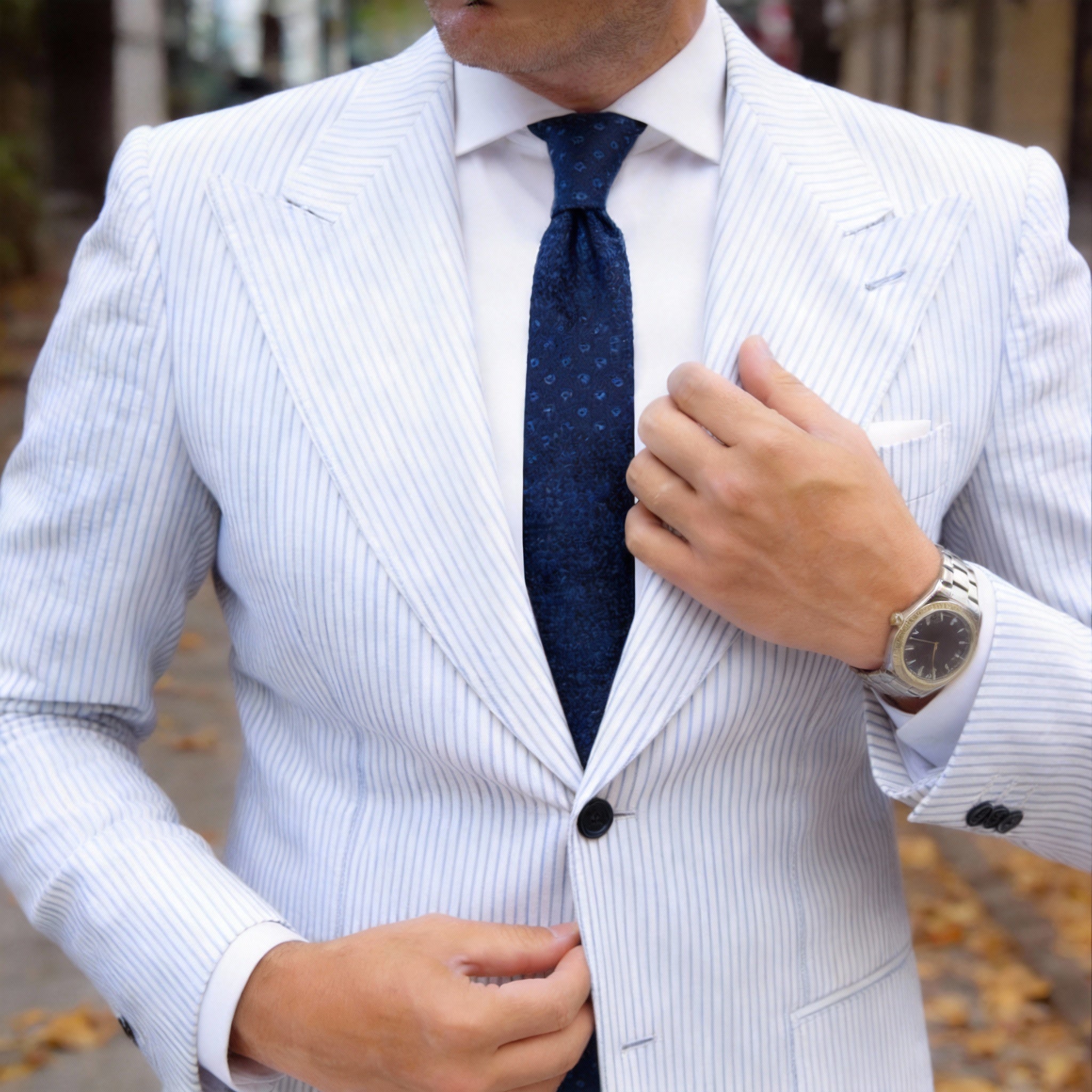 Dark Blue With Light Blue Square Necktie