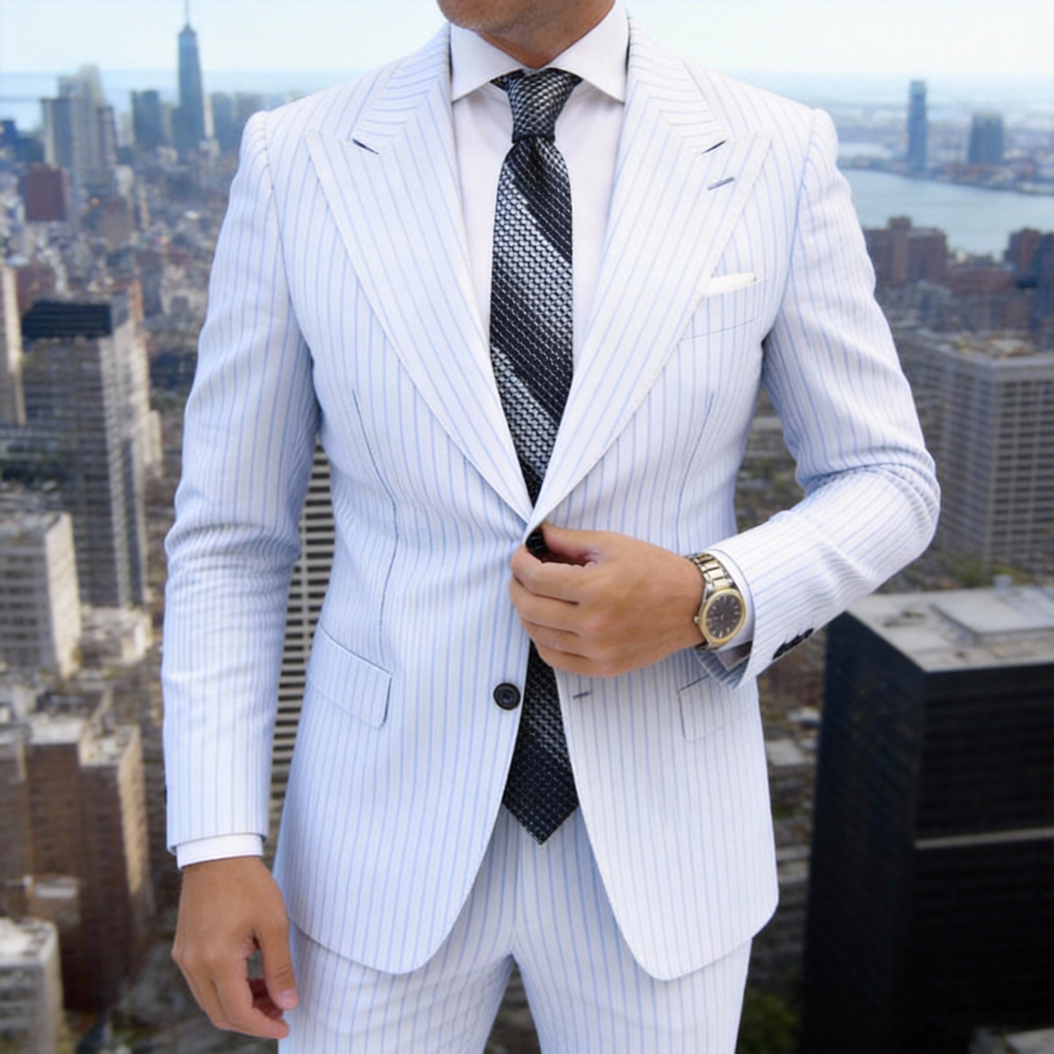 Dark Blue With Light Blue Polka Dots Necktie