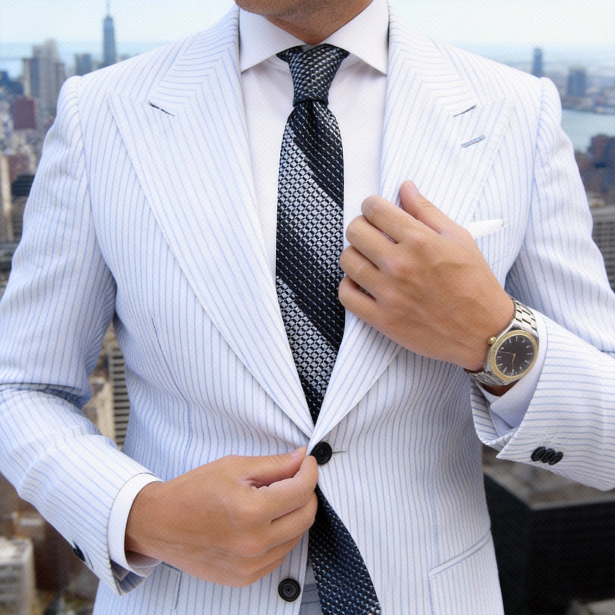 Dark Blue With Light Blue Polka Dots Necktie