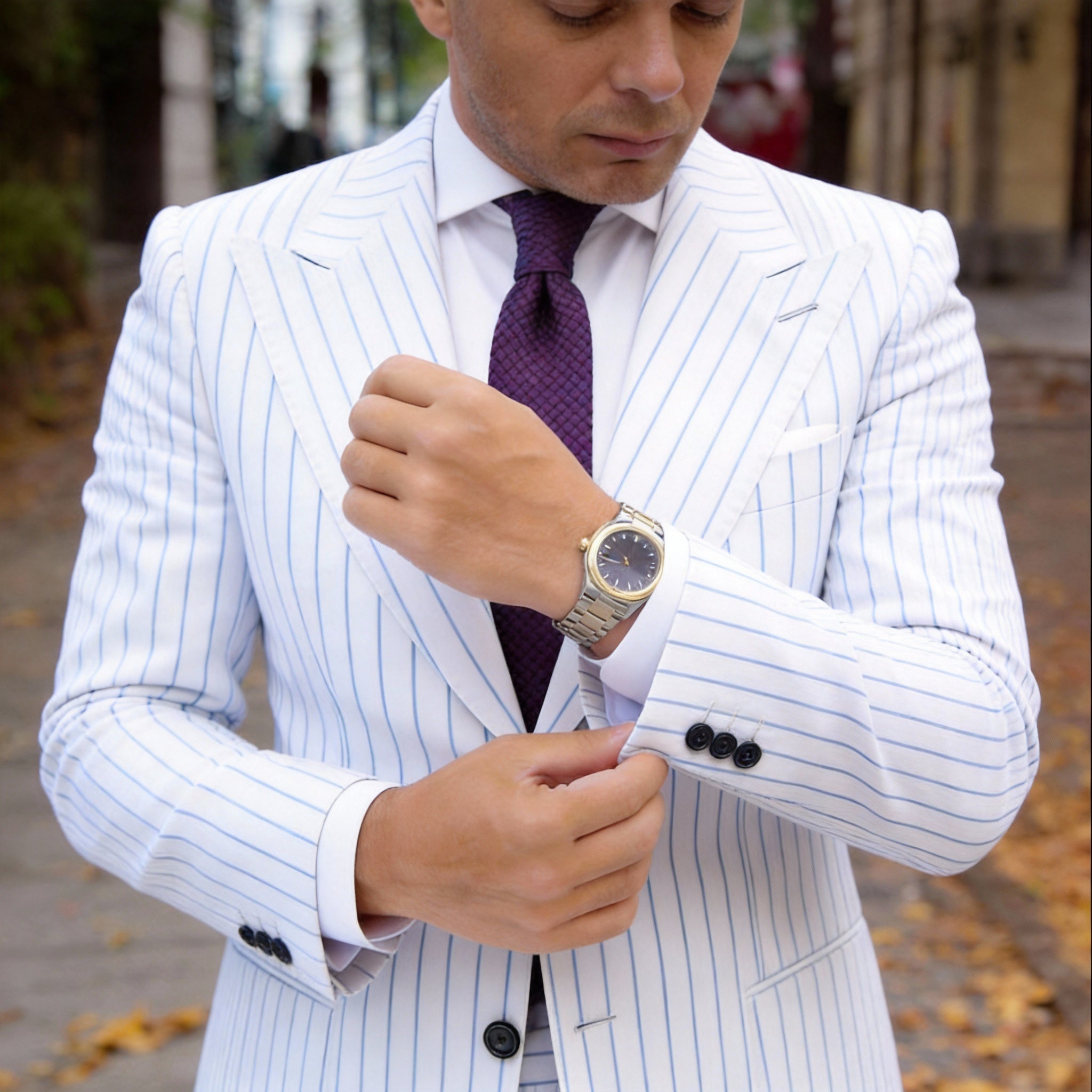 Purple With Purple Grid Necktie