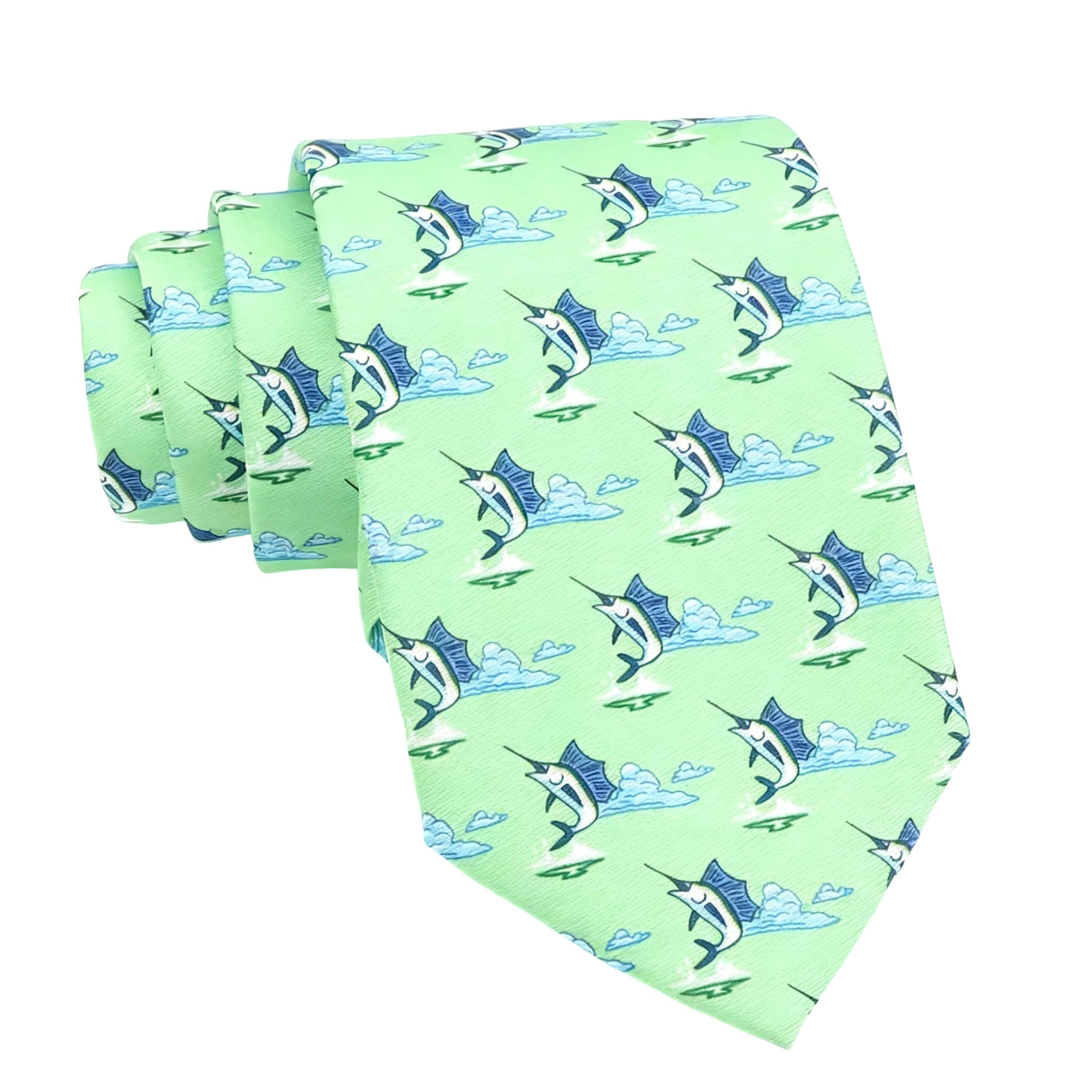 Green Blue Fish Necktie