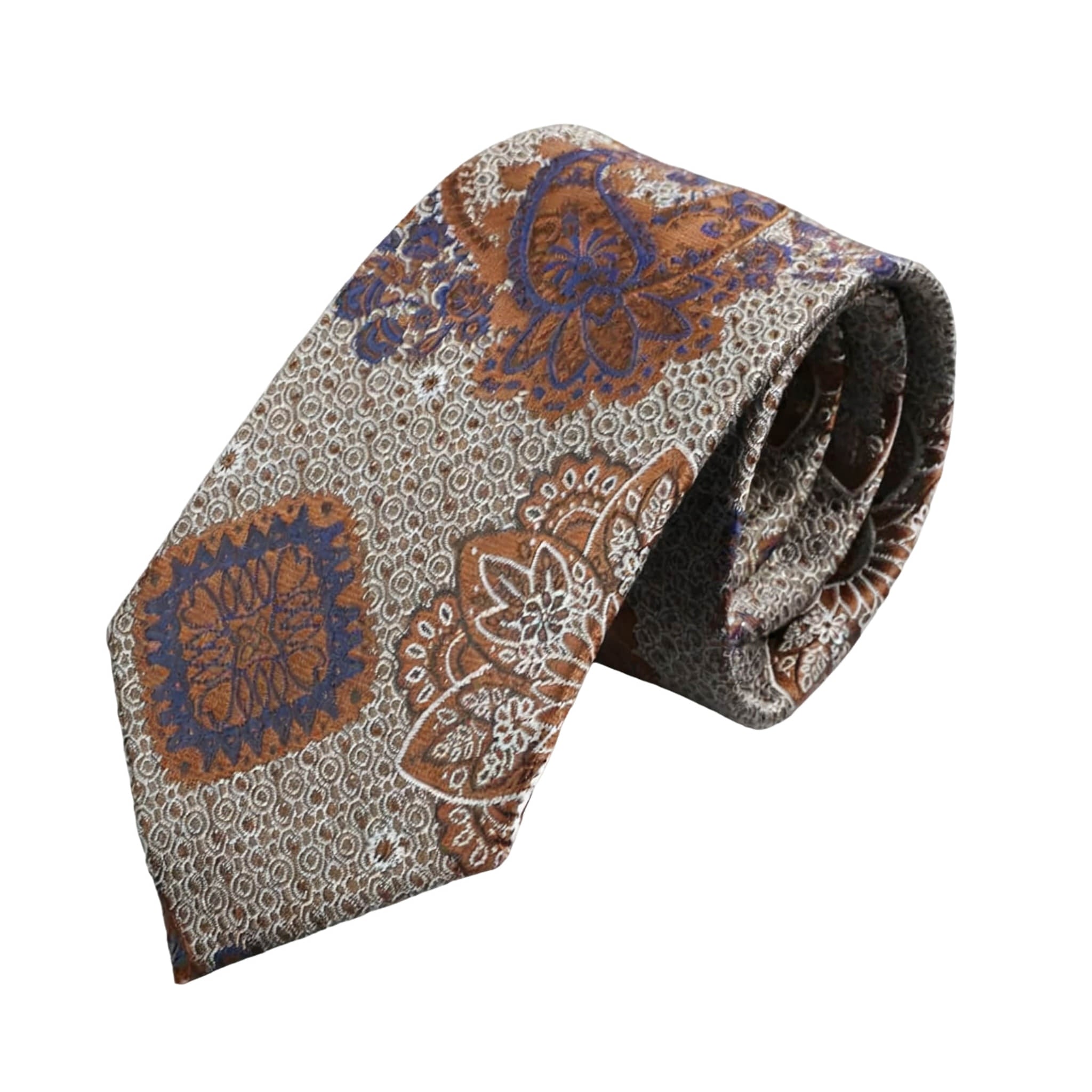Beige Brown Paisley Necktie