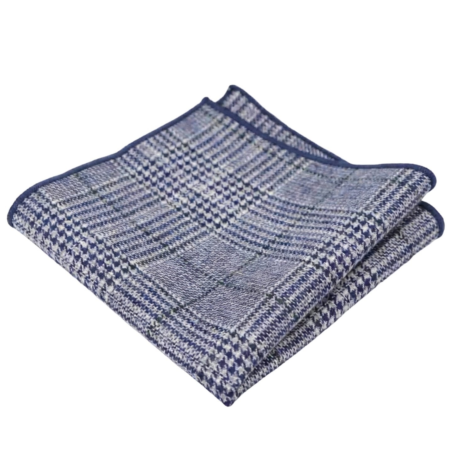 Blue With Gray Checked Pocket Square