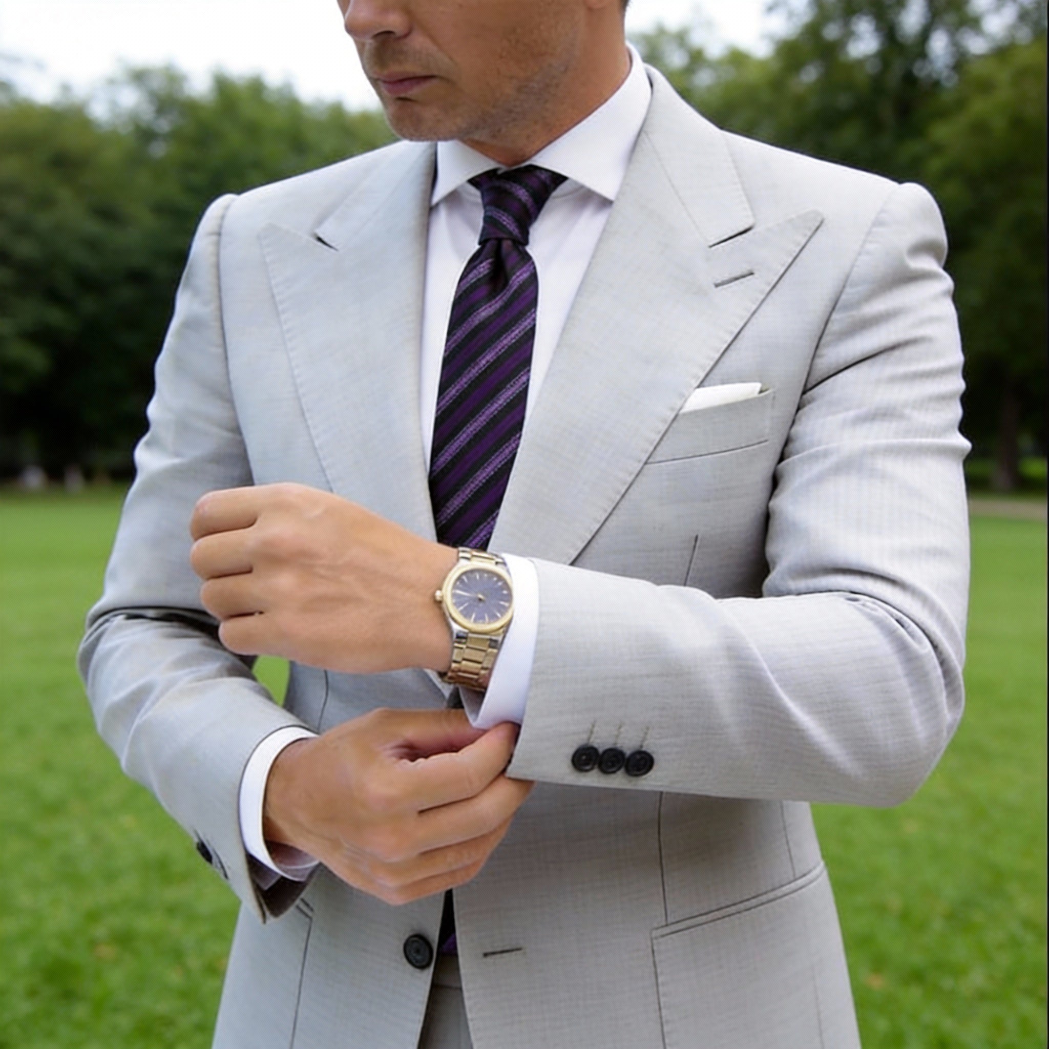 Black with Purple Diagonal Striped Necktie