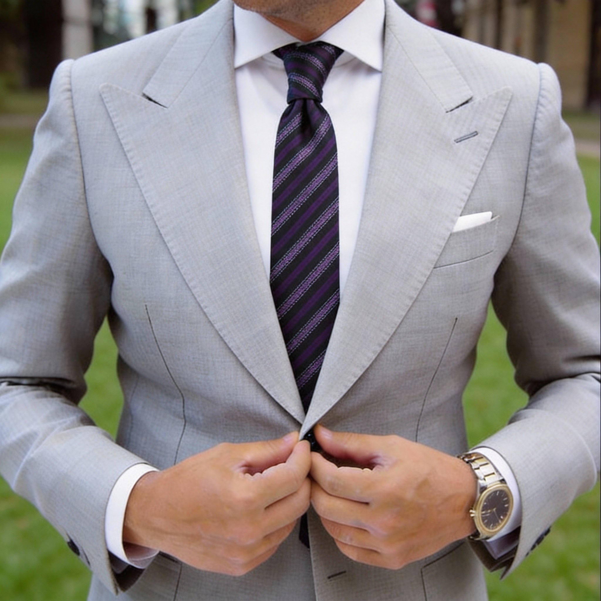 Black with Purple Diagonal Striped Necktie