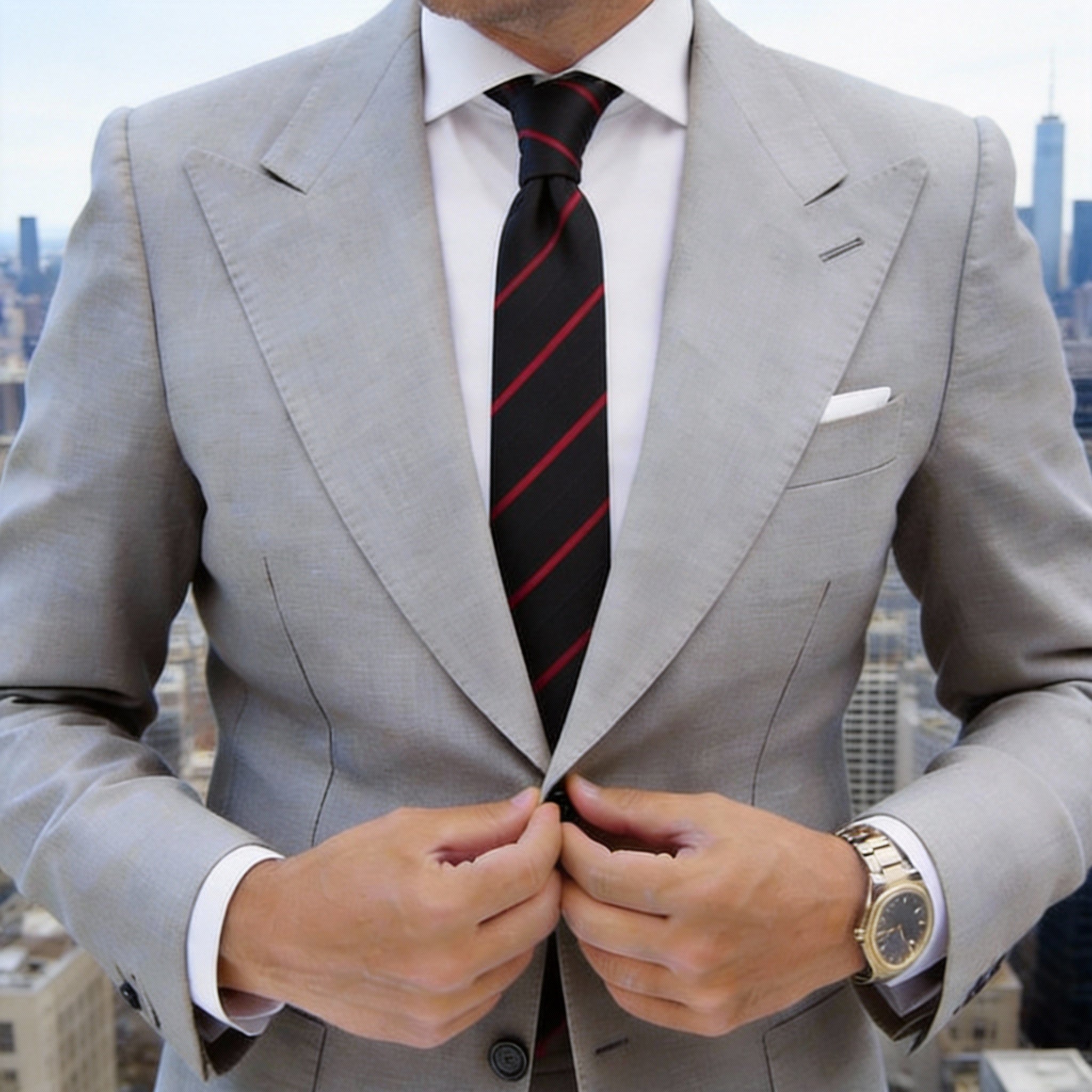 Black With Red Stripes Necktie