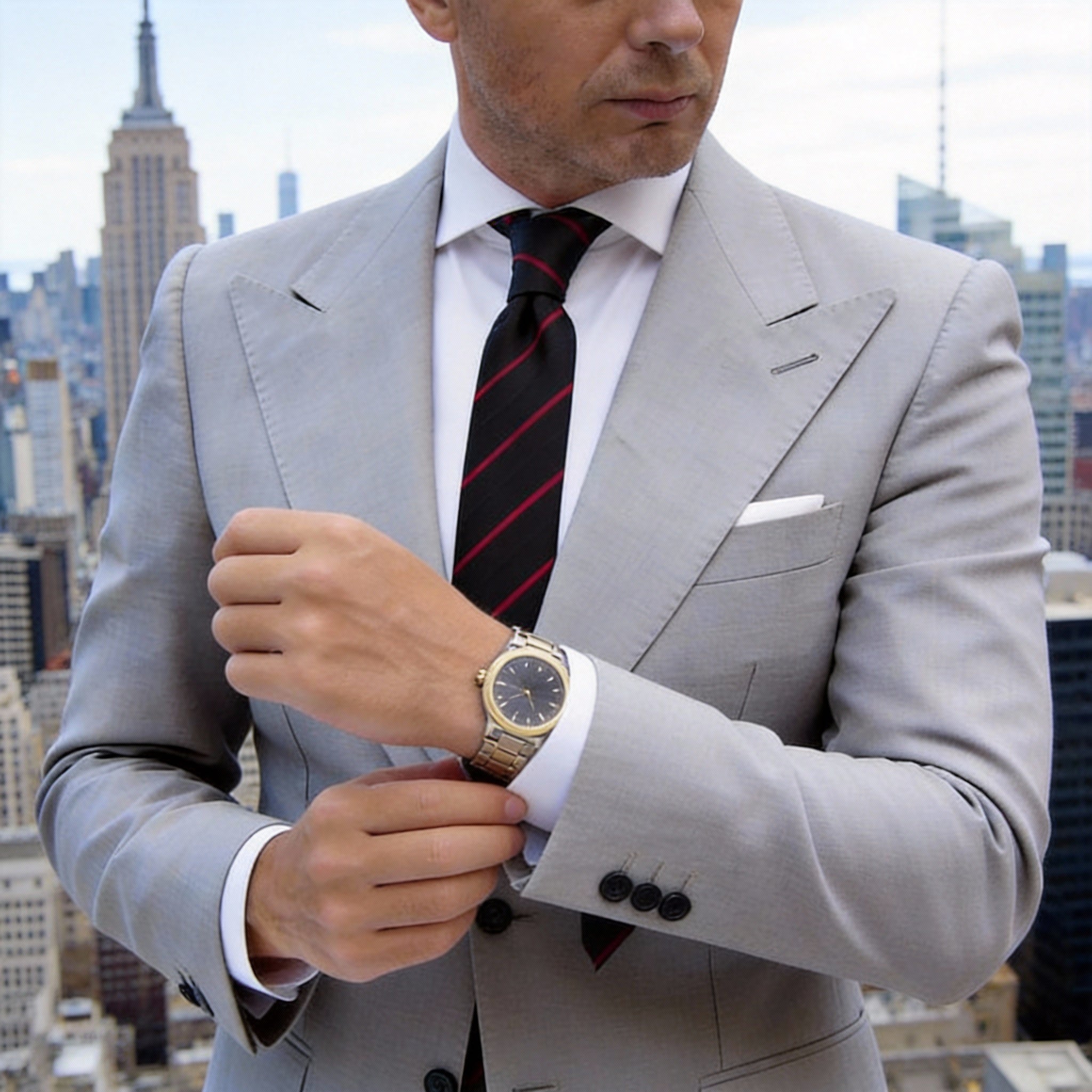 Black With Red Stripes Necktie