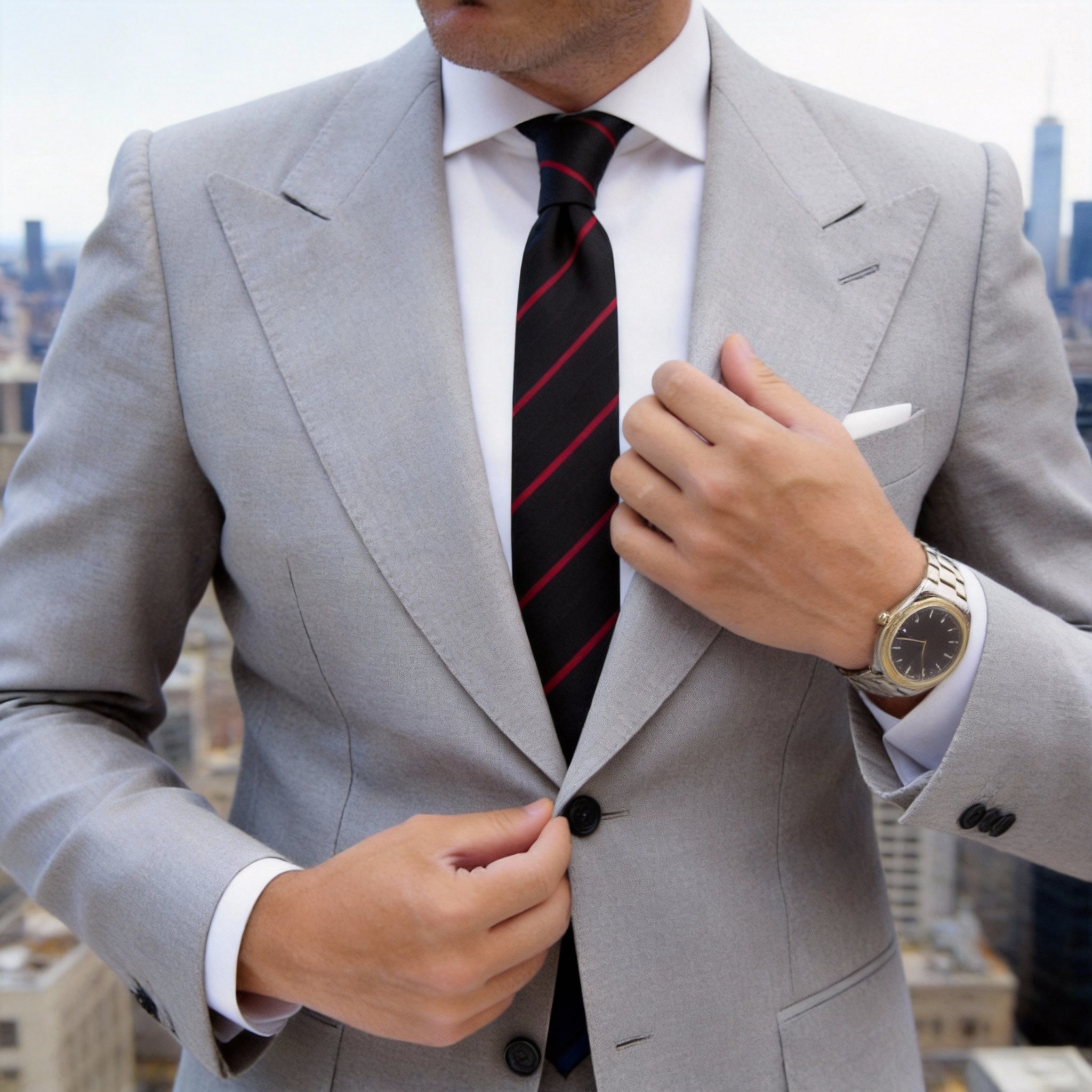Black With Red Stripes Necktie