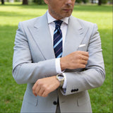 Navy Blue with Light Blue Pink Striped Necktie