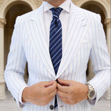 Navy With Light Blue Striped Necktie