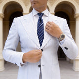 Navy With Light Blue Striped Necktie