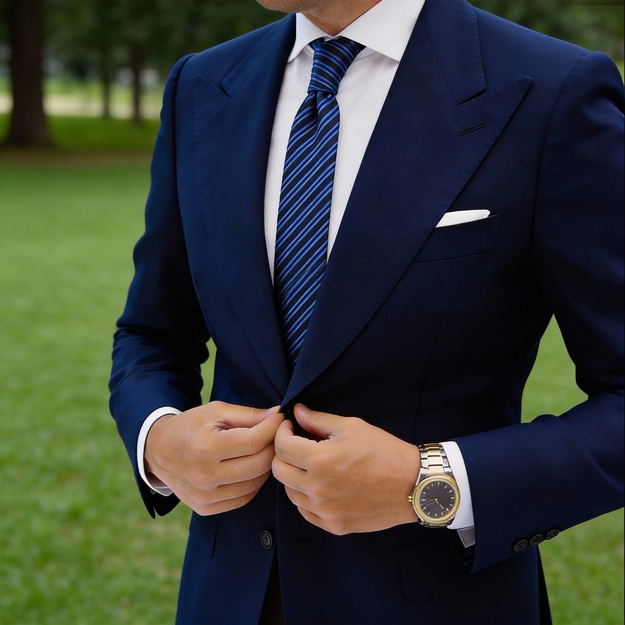 Black With Blue Striped Necktie