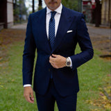 Black With Blue Striped Necktie