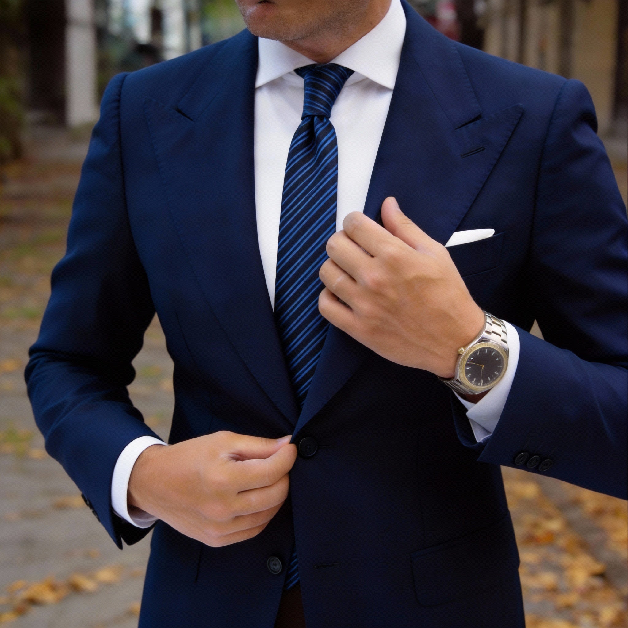 Black With Blue Striped Necktie