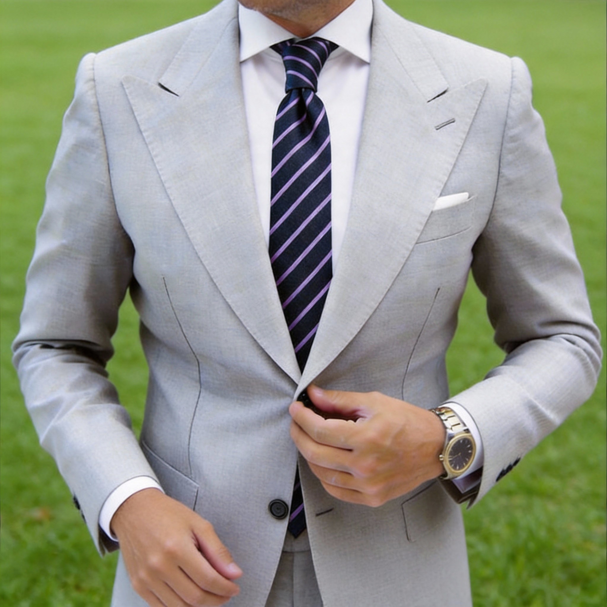 Navy Blue With Light Purple Stripes Necktie