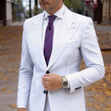 Purple With Multicolor Striped Necktie