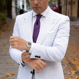 Purple With Multicolor Striped Necktie