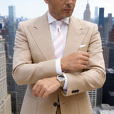 White With Pink-Purple Vertical Stripes Necktie