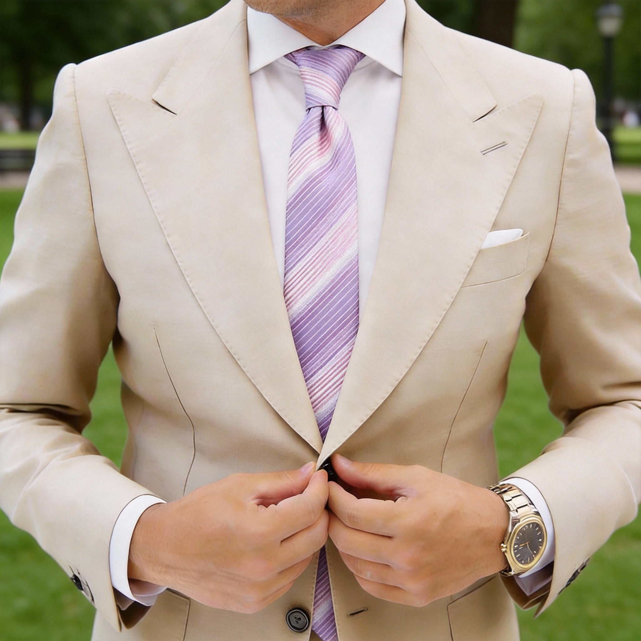 Purple With Pink Striped Necktie
