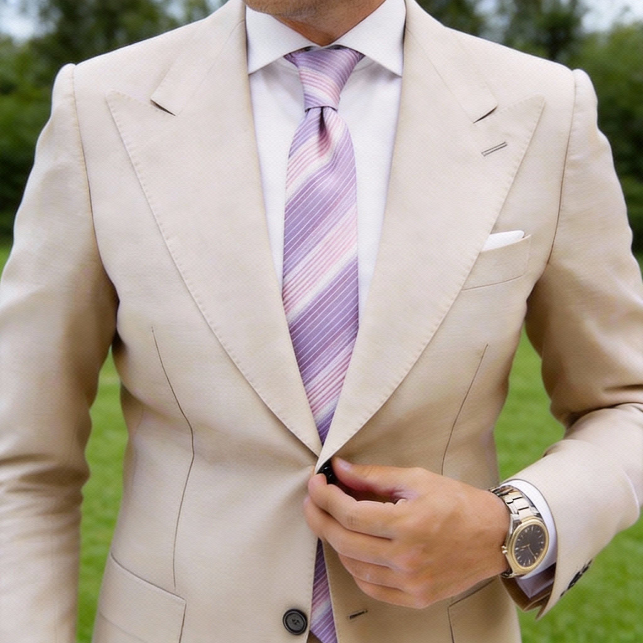 Purple With Pink Striped Necktie