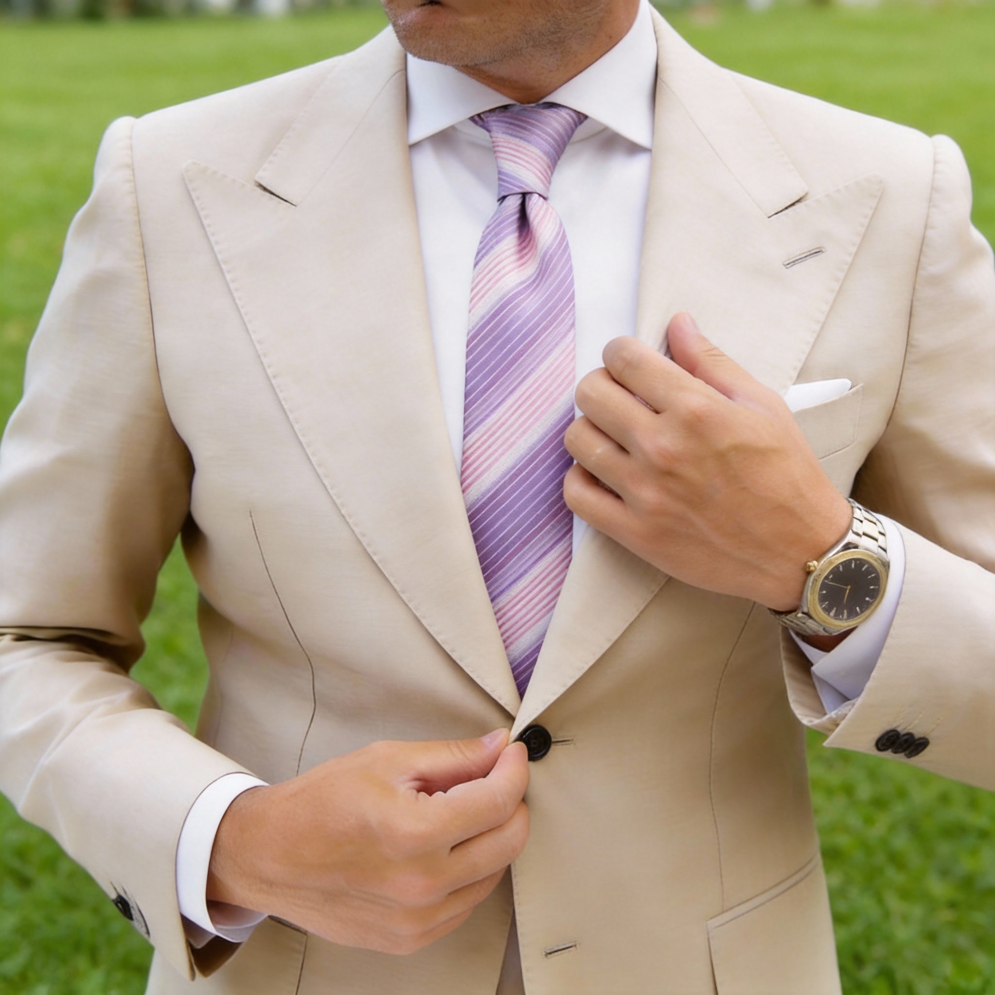 Purple With Pink Striped Necktie
