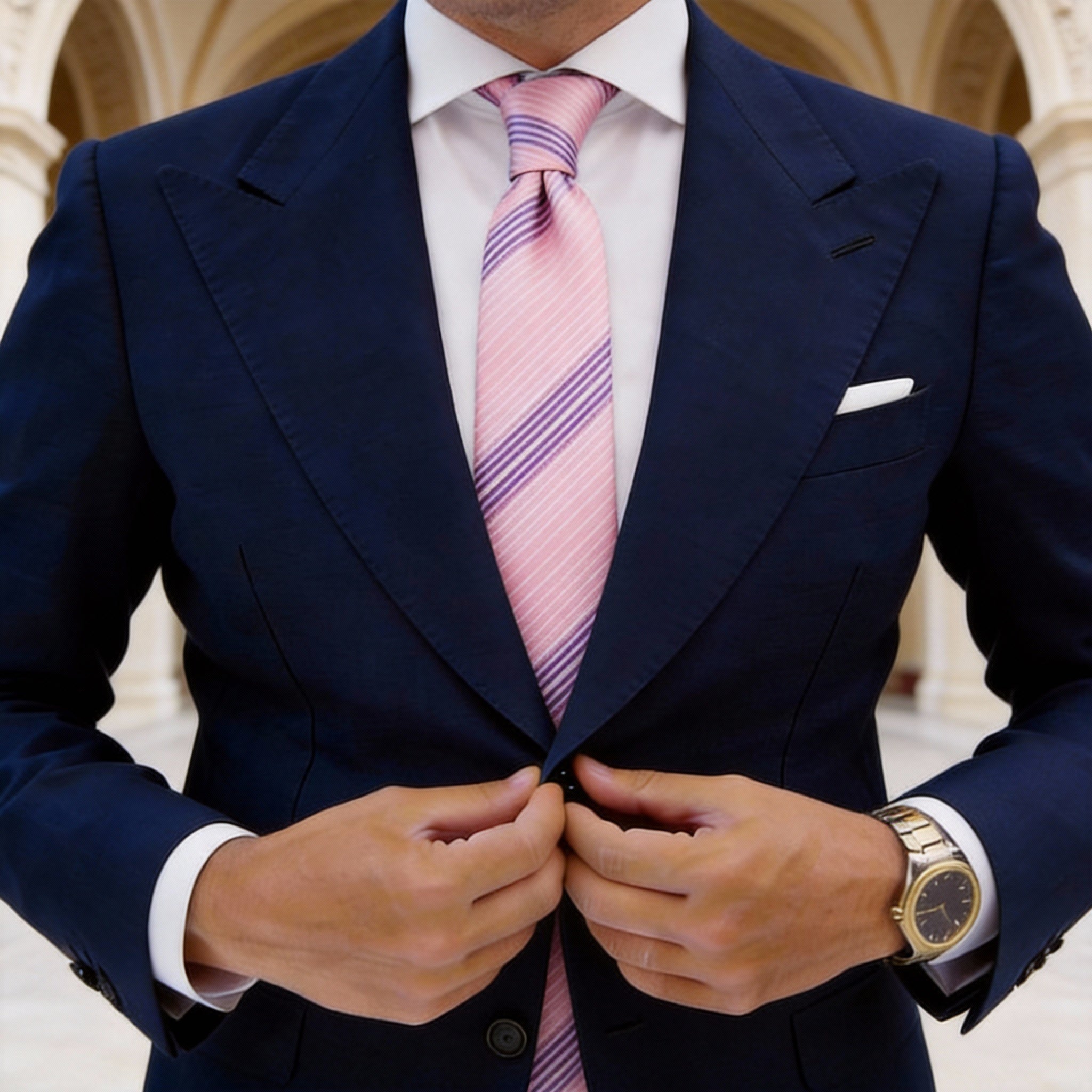 Pink With Purple Stripe Necktie