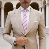 Pink With Purple White Stripe Necktie