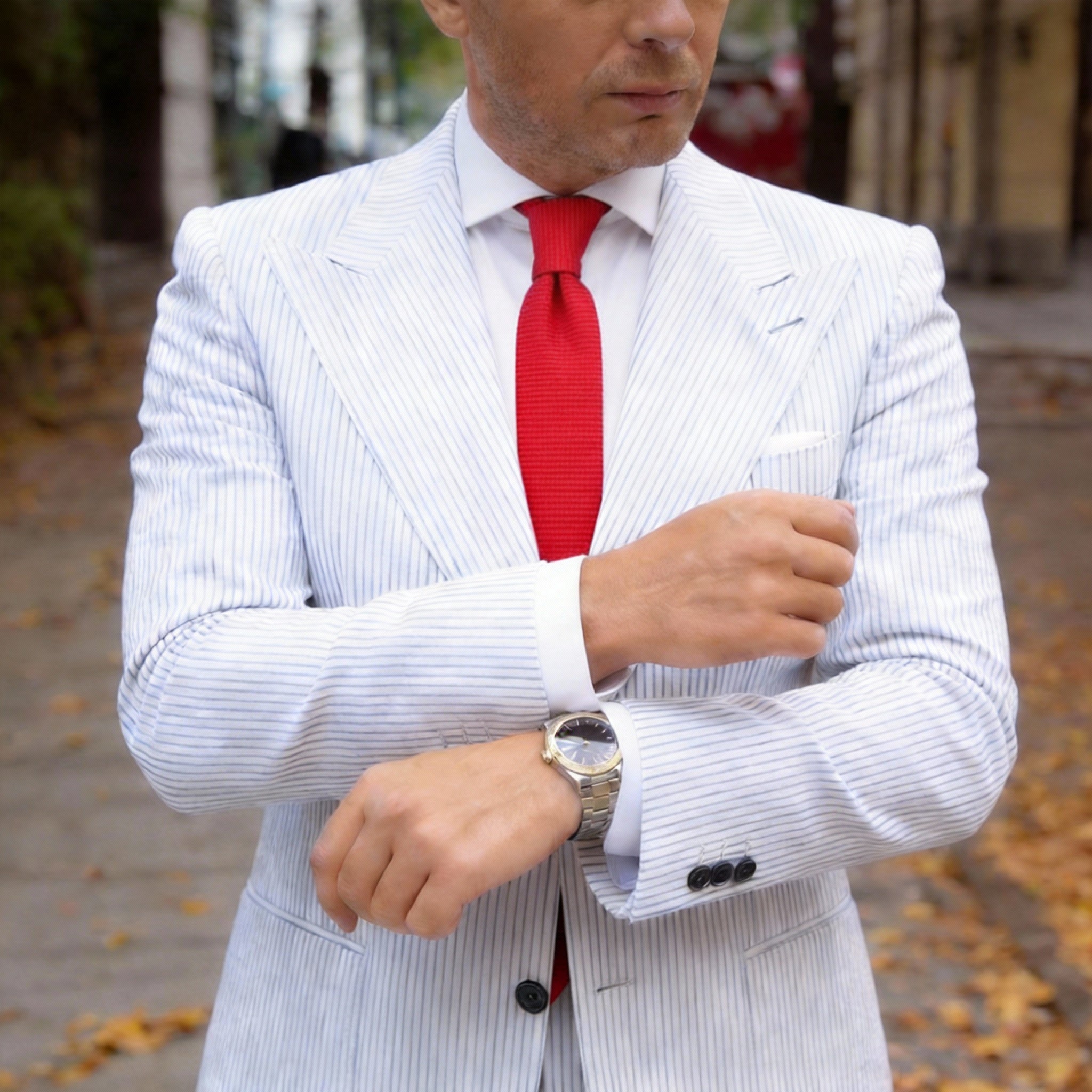 Red with White Dotted Necktie