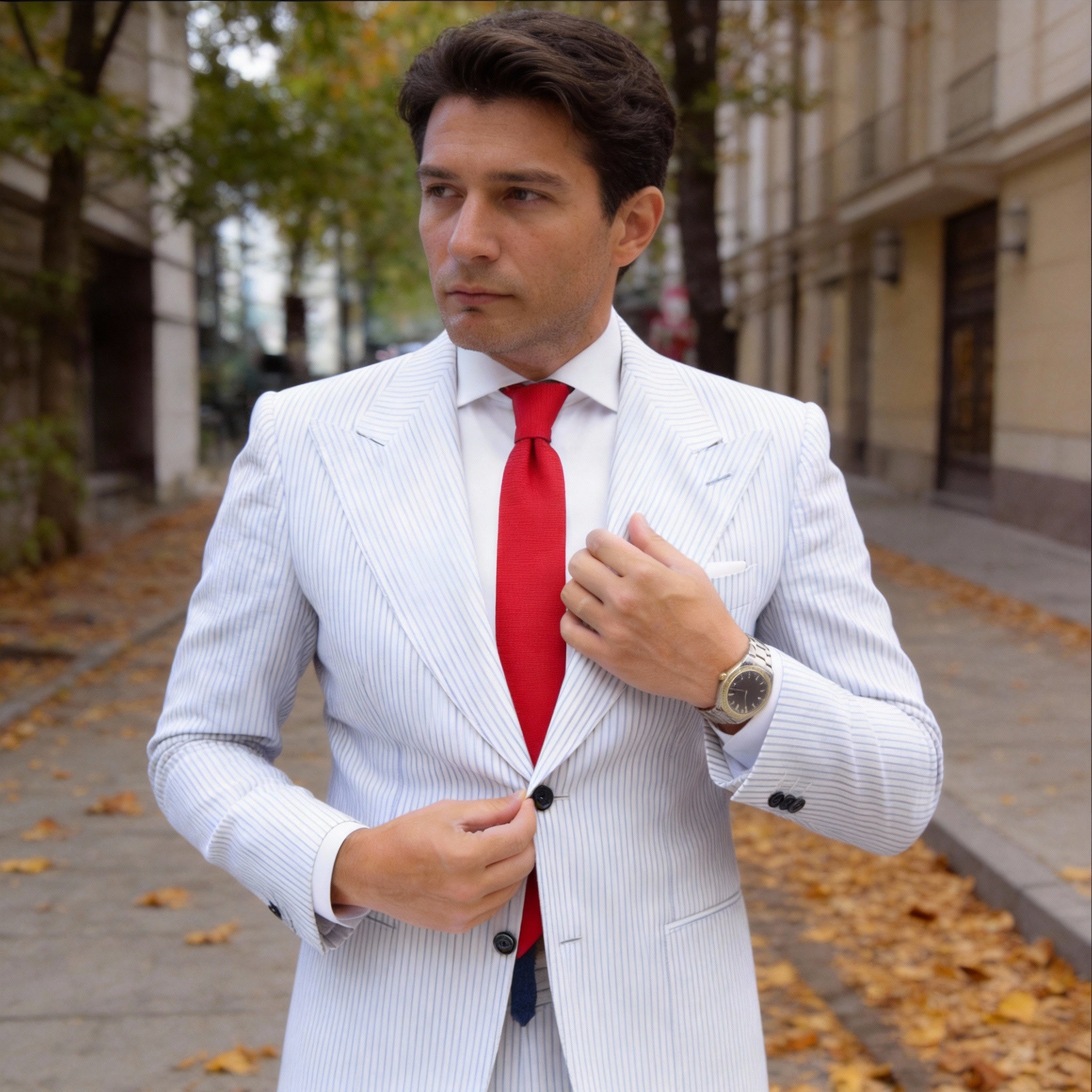 Red with White Dotted Necktie