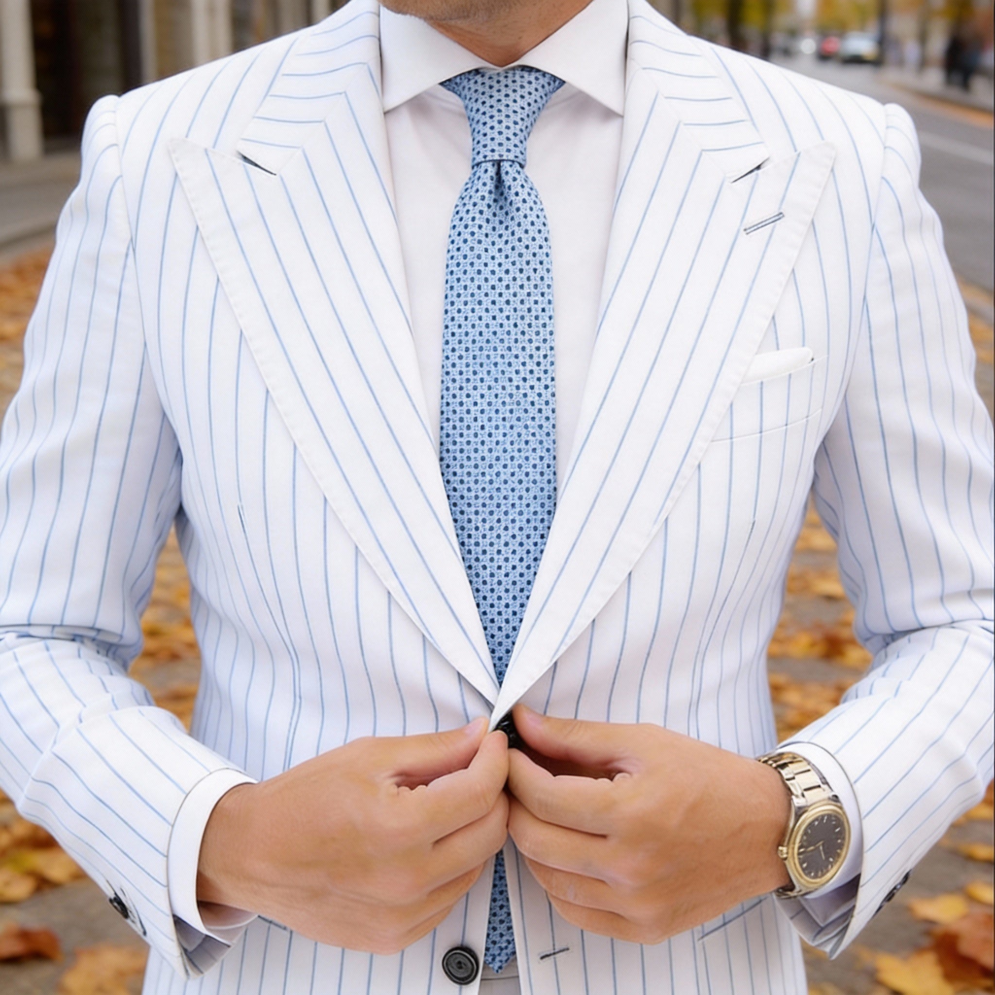 Light Blue With Dark Blue Checkered Necktie