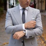 Gray Necktie With Pink Polka Dots