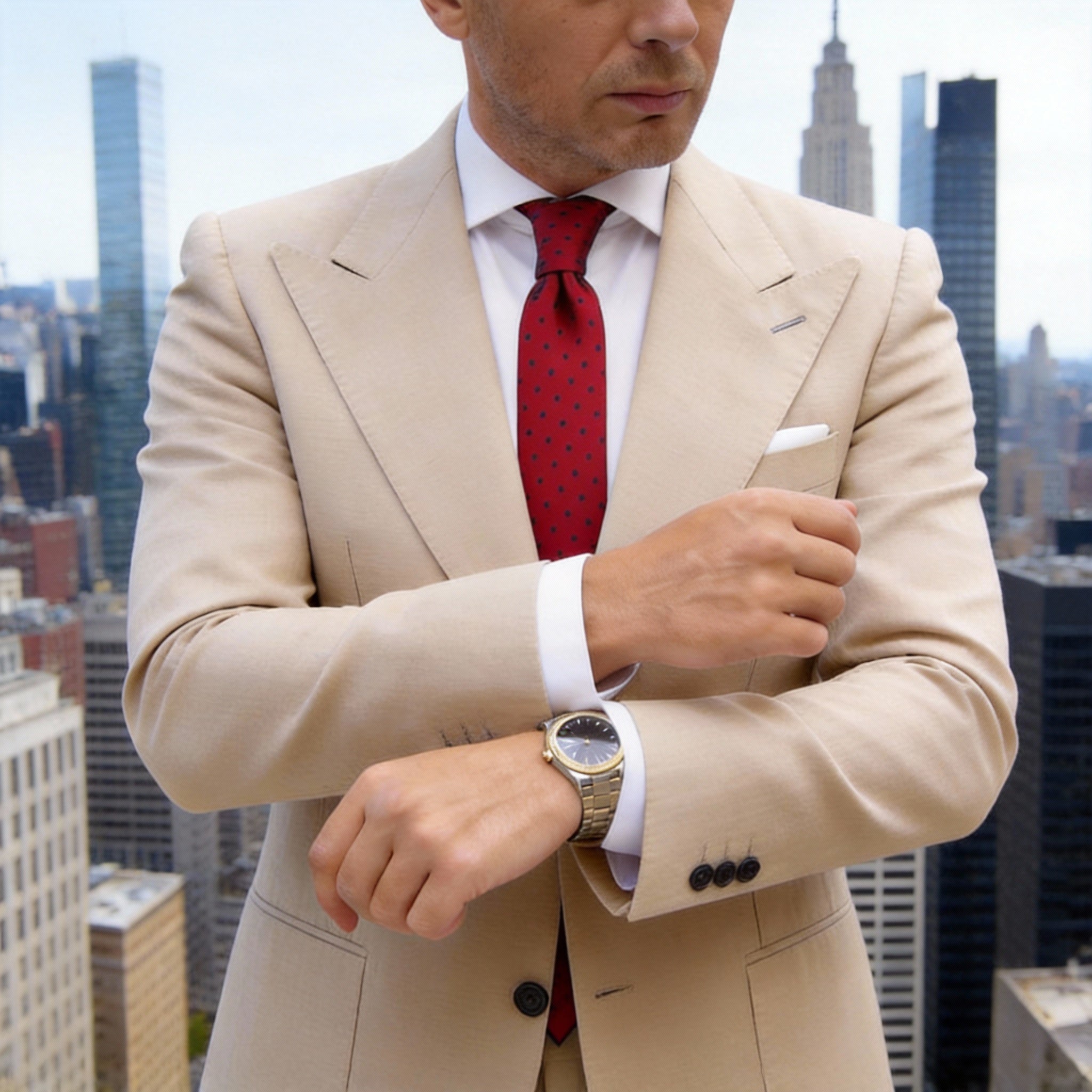 Red With Blue Polka Dots Necktie