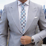 Light Gray with Blue Red Square Necktie