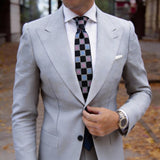 Black With Blue Pink Square Necktie