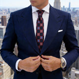 Dark Blue with Red and Blue Square Necktie