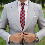 Red With Blue Square Checkered Necktie