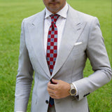 Red With Blue Square Checkered Necktie