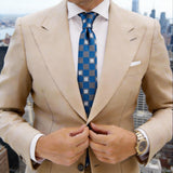 Blue With White Gray Square Necktie