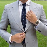 Navy Blue Necktie With Red and White Circles