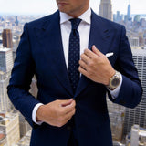 Navy Blue with Red Dots & White Squares Necktie