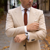 Brown With White Small Floral Necktie