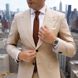 Brown With White Small Floral Necktie