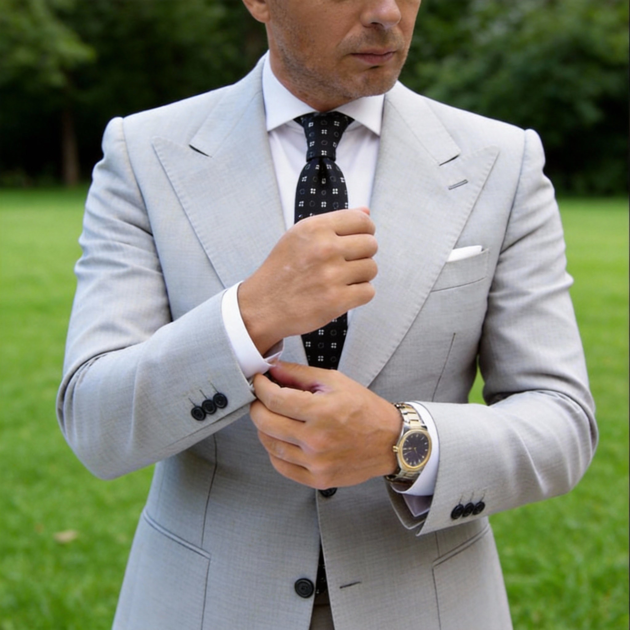 Black With White And Blue Dot Necktie