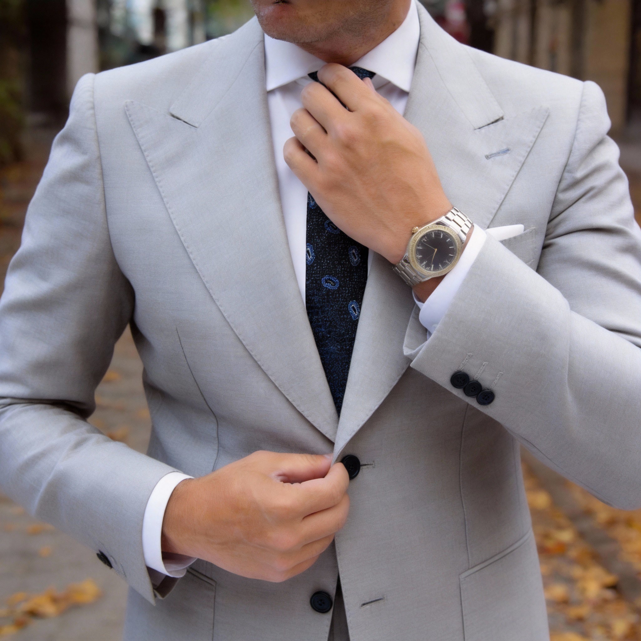 Black With Light Blue & White Paisley Necktie
