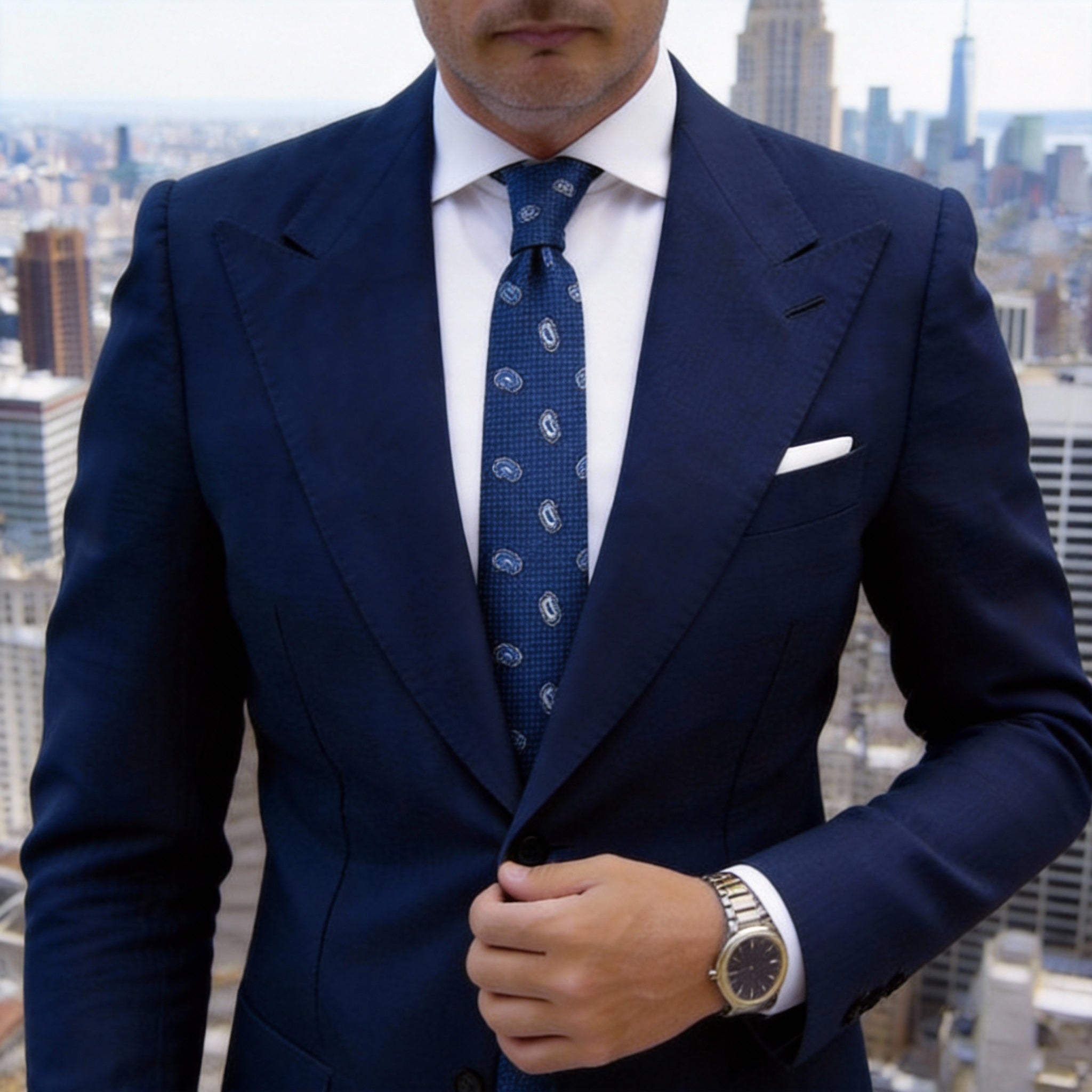 Blue With White Paisley Necktie