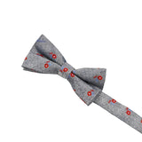 Gray Red Floral Bowtie