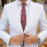 Red With White Paisley Necktie